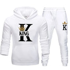Men's Hooded Print Sweater and Pants Two Piece Set