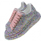 Women's Round Toe Platform Lace-Up Casual Sneakers