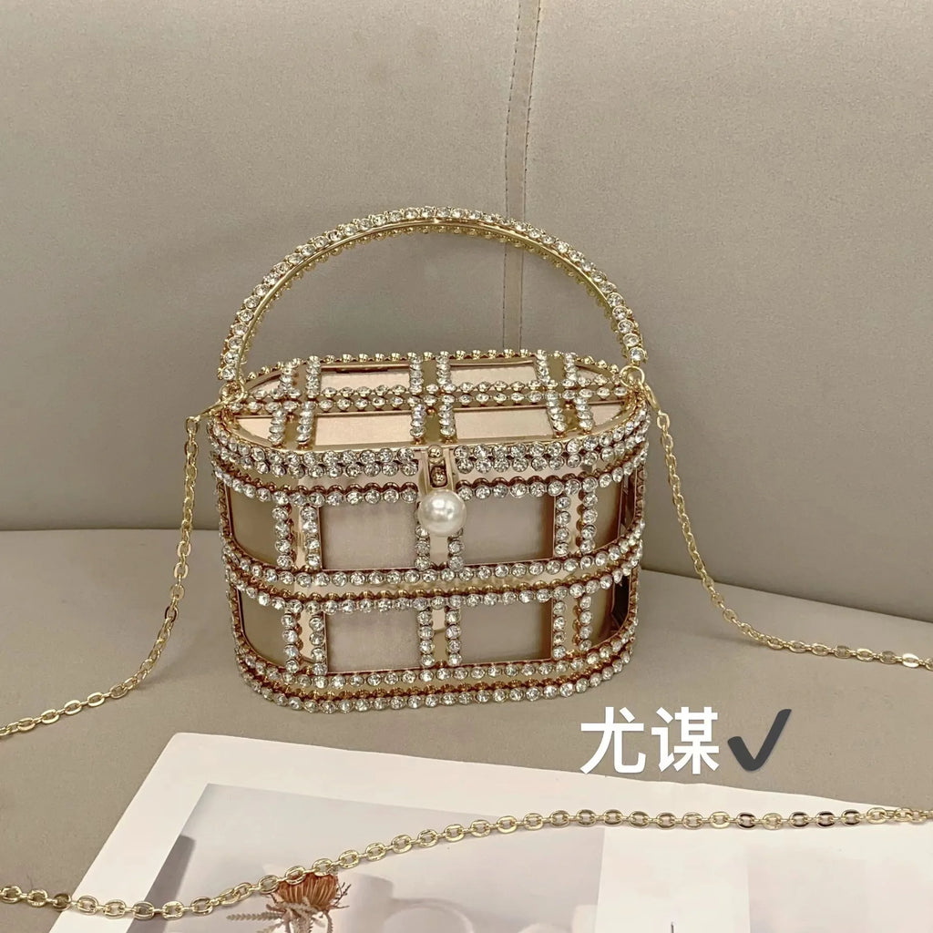 Women's Luxury Hollow Out Rhinestone Evening Clutch Bag
