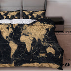 Vintage World Map Duvet Cover Set with Pillowcases