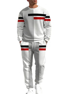 Men's 3D Striped Pattern Print Sweatshirt and Pants Two-Piece Set