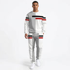 Men's Round Neck 3D Striped Print Two Piece Sweatshirt Set