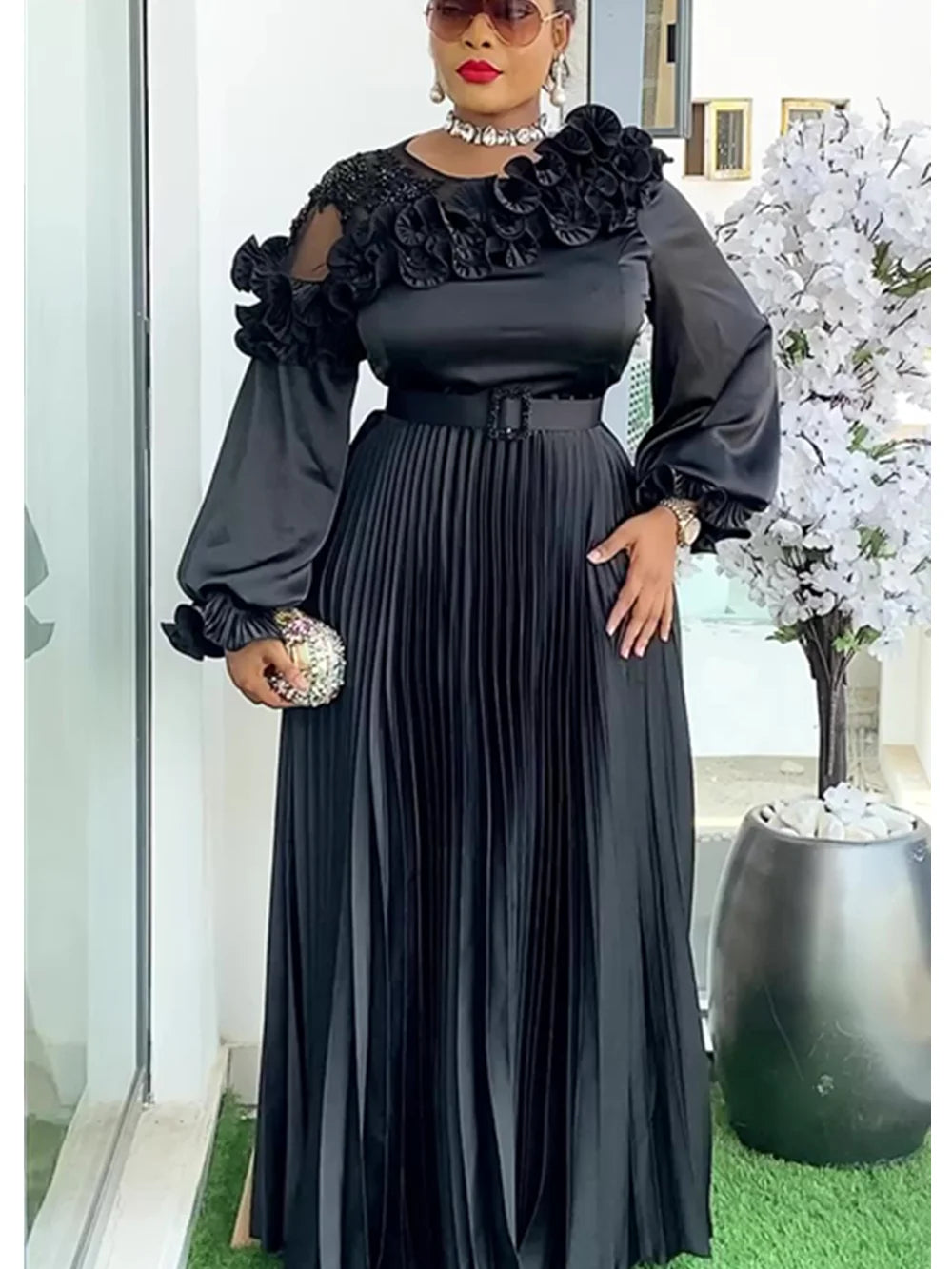 Women's African Traditional Luxury Evening Gown Maxi Dress