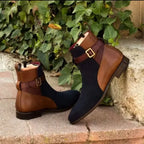Men's Pointed Toe Buckle Chelsea Ankle Boots