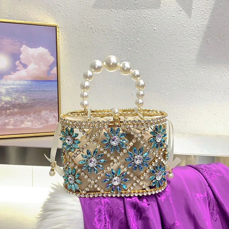 Women's Luxury Hollow Out Rhinestone Evening Clutch Bag