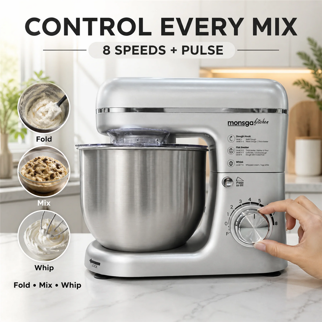 Electric 8-Speed Tilt-Head Stand Mixer and Blender 1000W