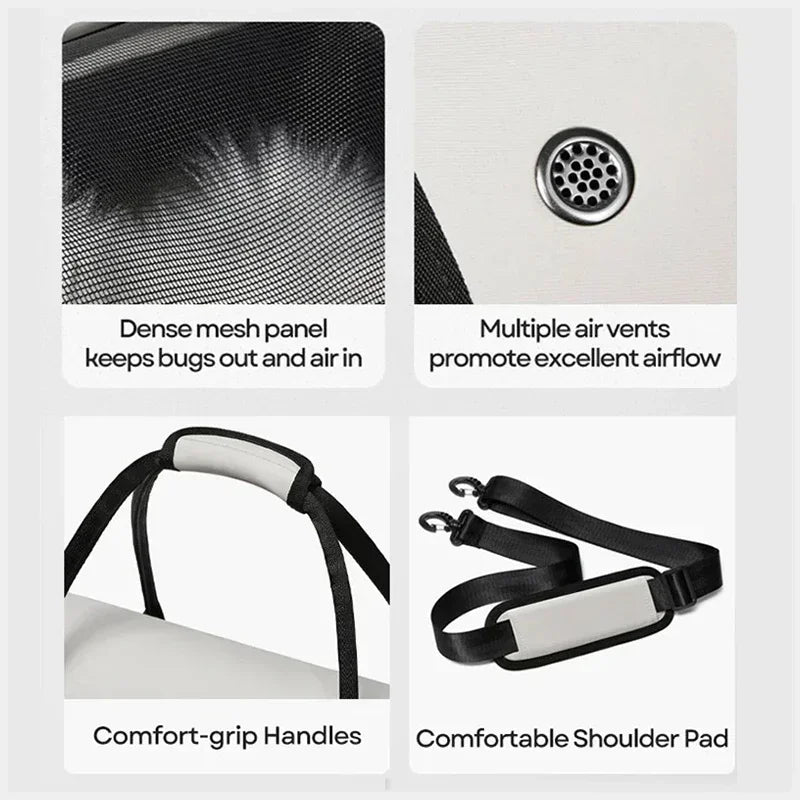 Collapsible Breathable Pet Crossbody Travel Carrier Bag for Dogs Cats