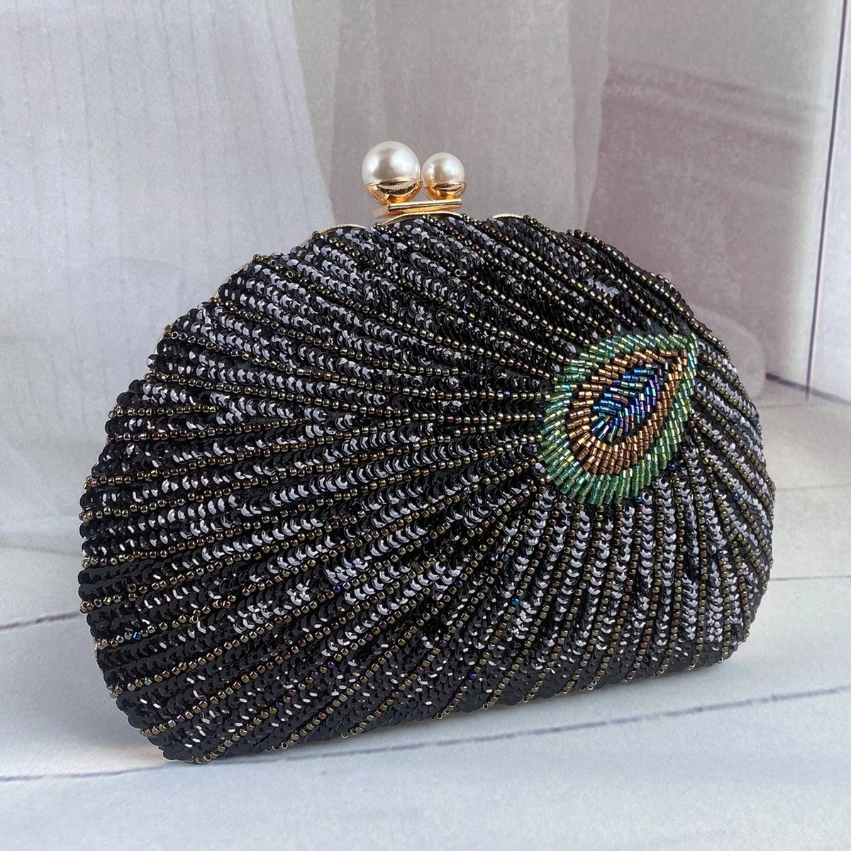 Women's Luxury Beaded Embroidery Evening Clutch Bag