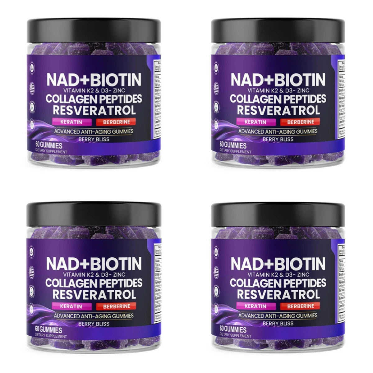 NAD+ and Biotin Hair Skin Nails Support Dietary Supplement Gummies