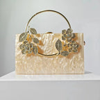 Women's Luxury Acrylic Floral Evening Clutch Bag