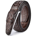Men's Crocodile Pattern Leather Belt with Smooth Buckle