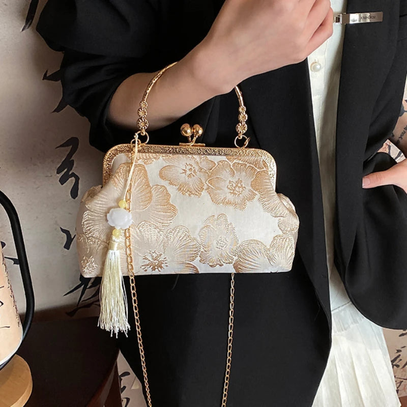 Women's Luxury Embroidered Floral Evening Clutch Bag
