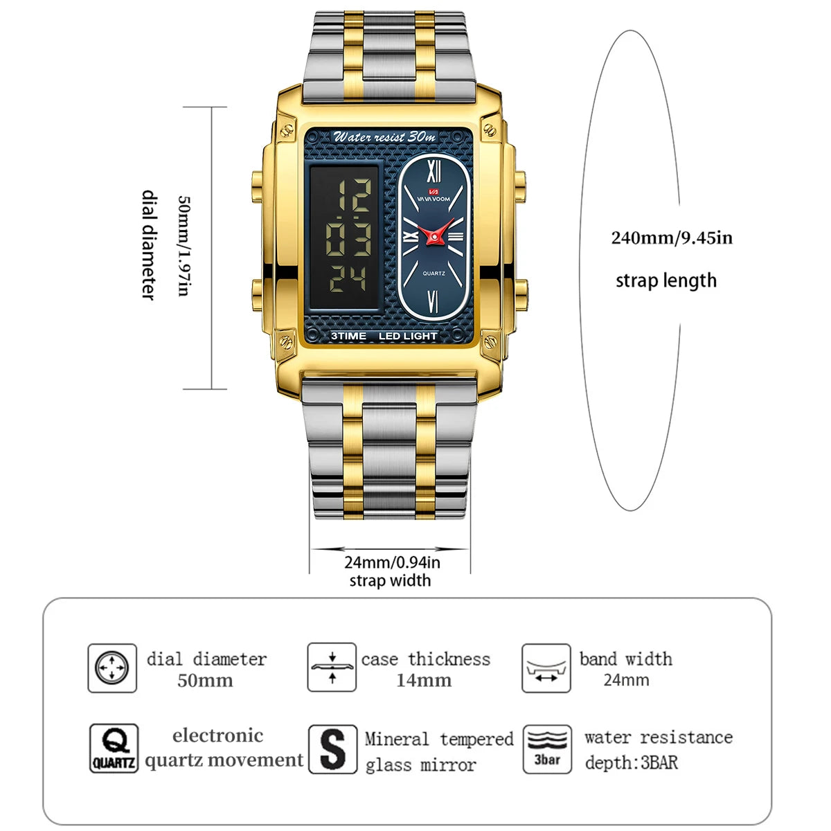 Men's Luxury Stainless Steel Quartz Watch 2561