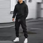 Men's Two-Piece Hooded Jogging Suit Fleece Zip Sweatshirt