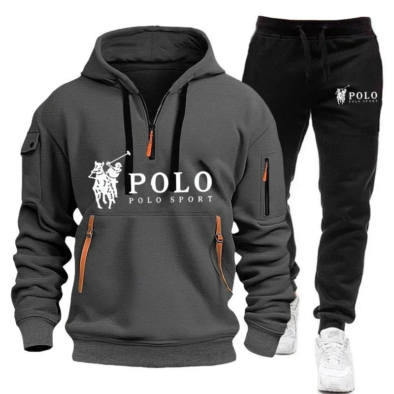 Men's Windproof Hoodie and Pants Two Piece Set