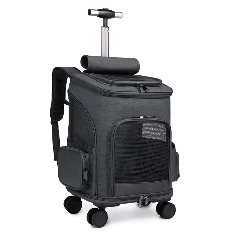 Large Capacity Pet Rolling Backpack Travel Carrier Suitcase