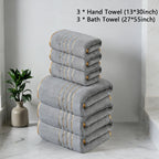 Soft Absorbent Polyester Bath Towel Set with Gold Accents