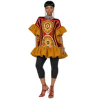 Women's Flare-Sleeve Dashiki Kaftan Mini Dress
