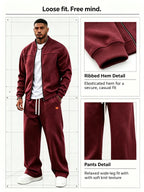 Men's Zip-Up Jacket and Wide Leg Sweatpants Two-Piece Set