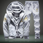 Men's Winter Hooded Plush Thickened Two Piece Set