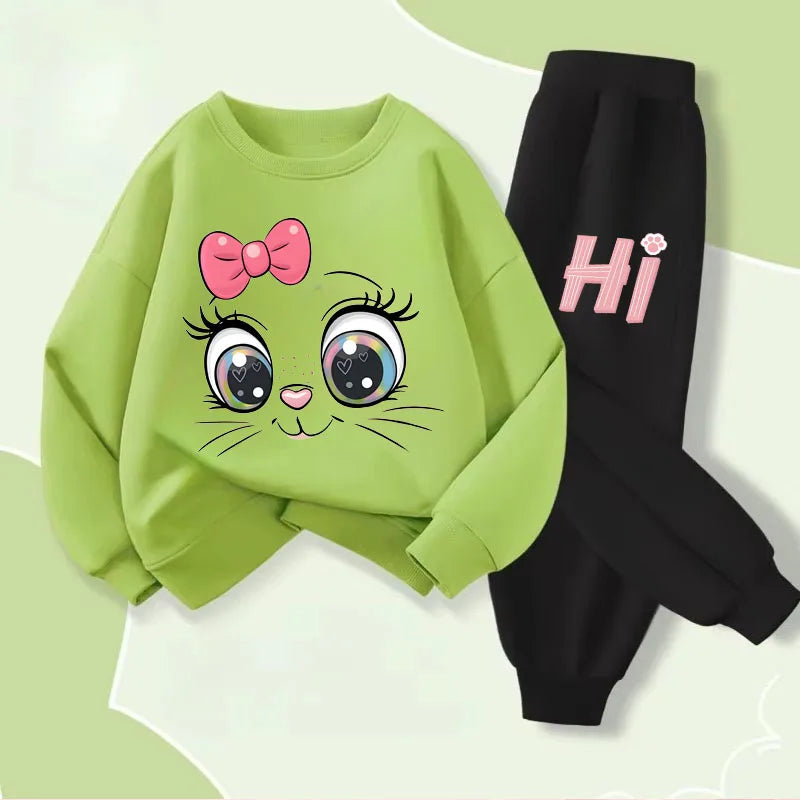 Girls' Long Sleeve Hoodie and Pants 2-Piece Set