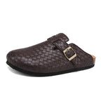 Men's Adjustable Cork Split Leather Clogs Slippers