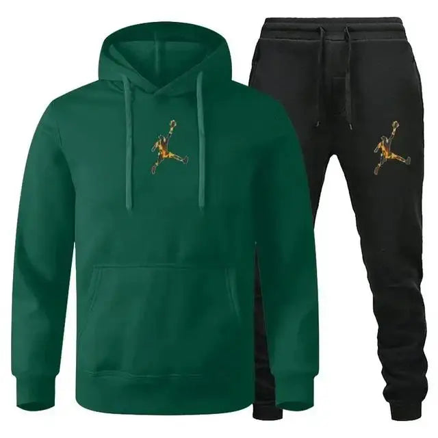 Men's Hooded Pullover and Jogger Pants Two-Piece Set