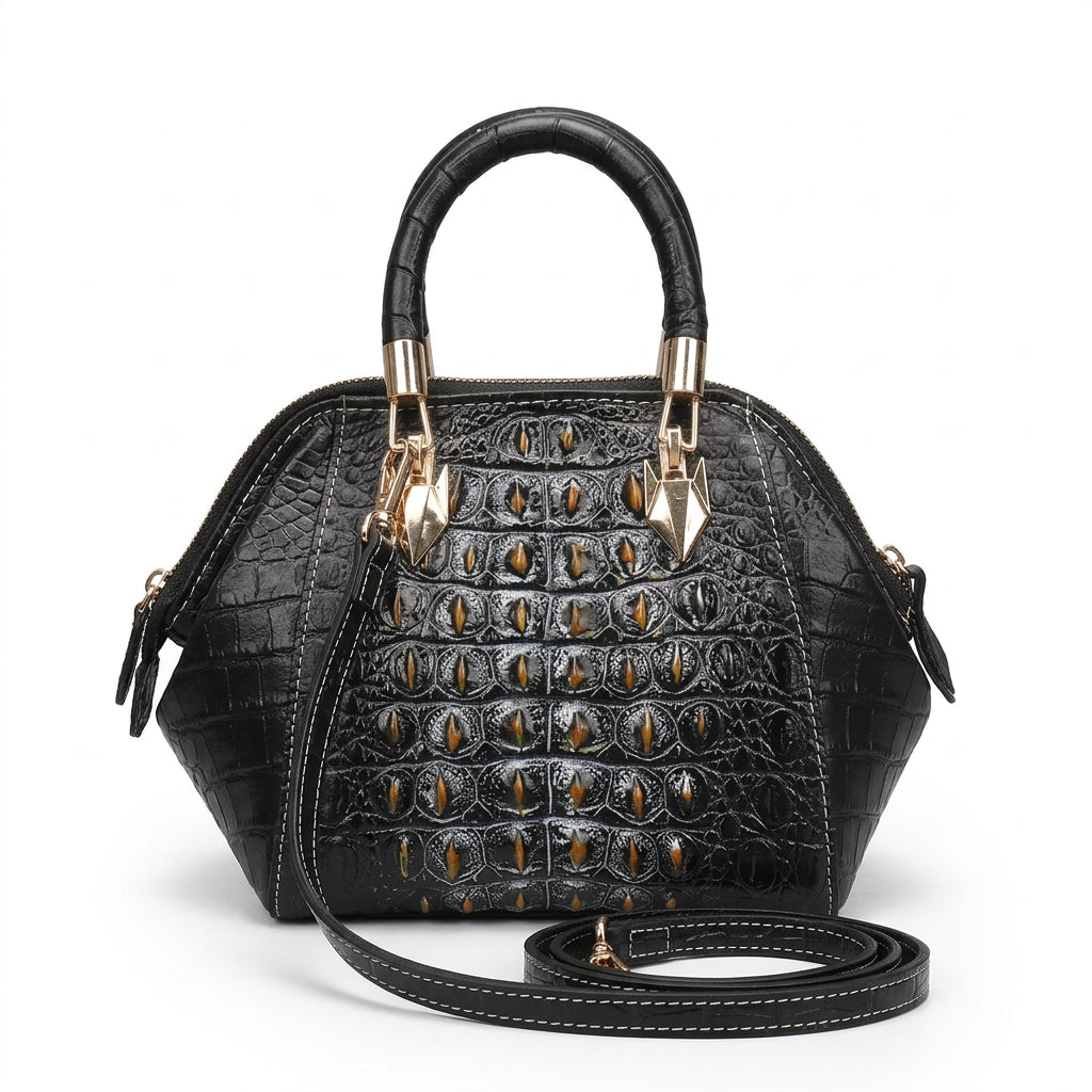 Women's Crocodile Pattern Cowhide Leather Handbag Tote Bag M228