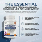 15-in-1 Eye Formula Supplement Lutein Zeaxanthin Bilberry 60 Veggie Caps