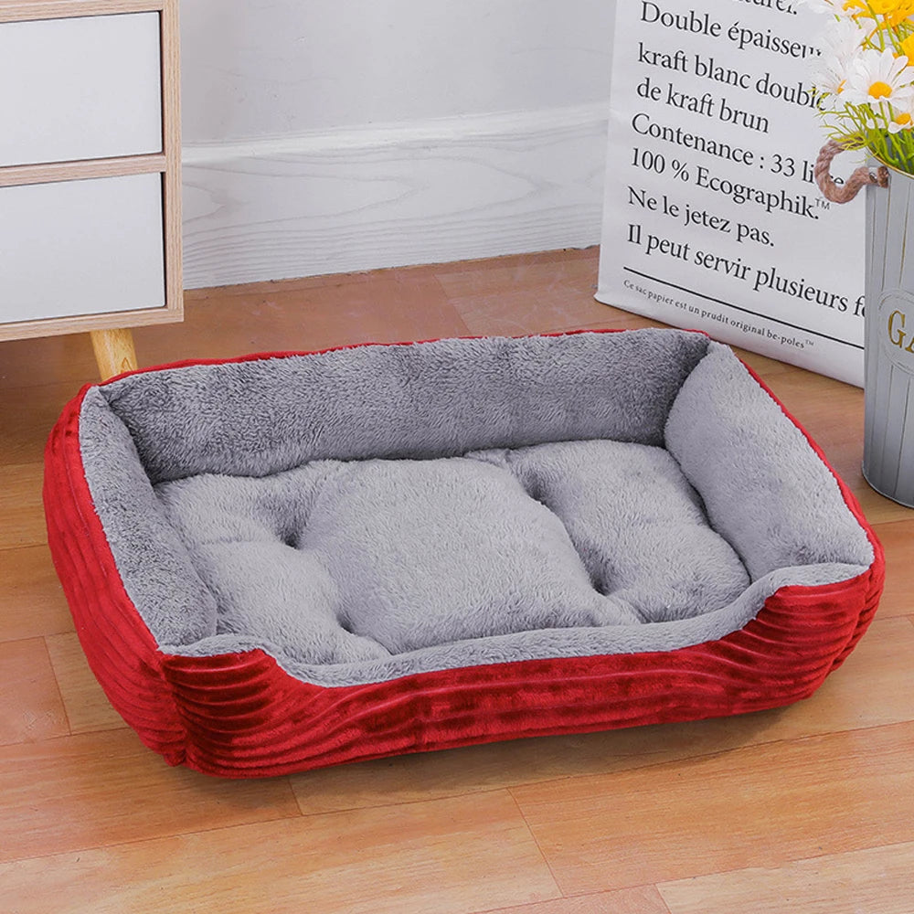 Soft Square Dog Sofa Warm Washable Pet Bed
