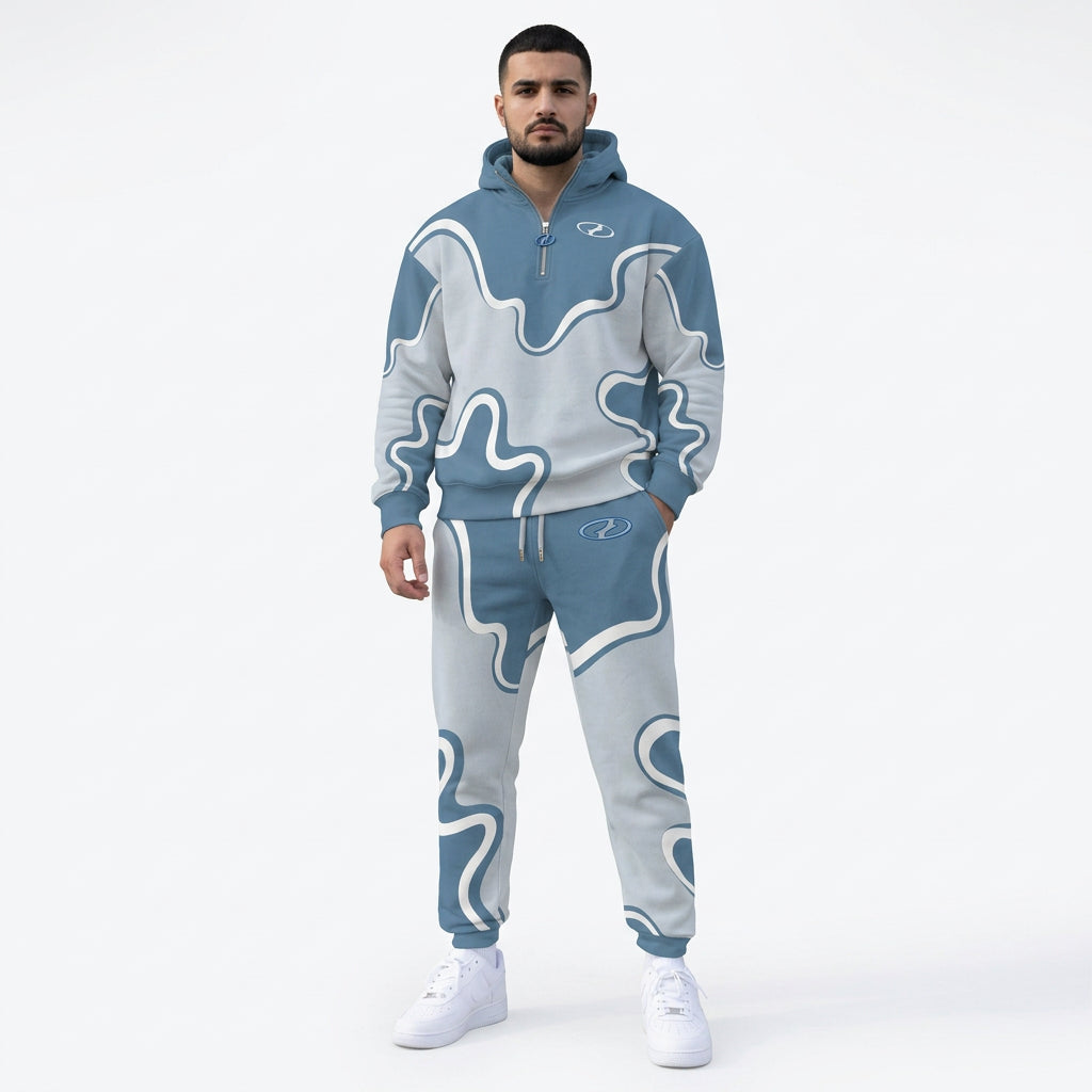 Men's Casual 3D Pattern Print Hoodie Tracksuit Set