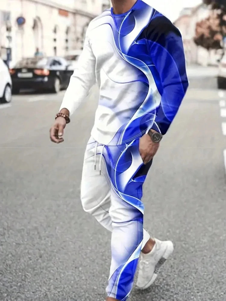 Men's Long Sleeve Round Neck Two Piece Set