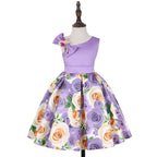 Girls' Floral Ball Gown Sleeveless Tea-Length Party Dress