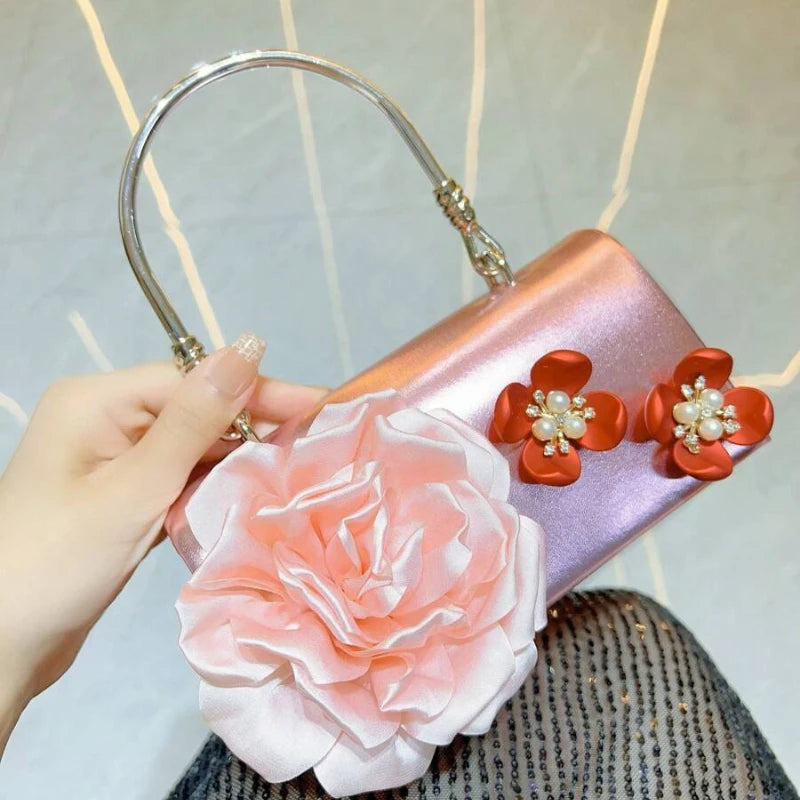 Women's Luxury Floral Handle Evening Crossbody Bag