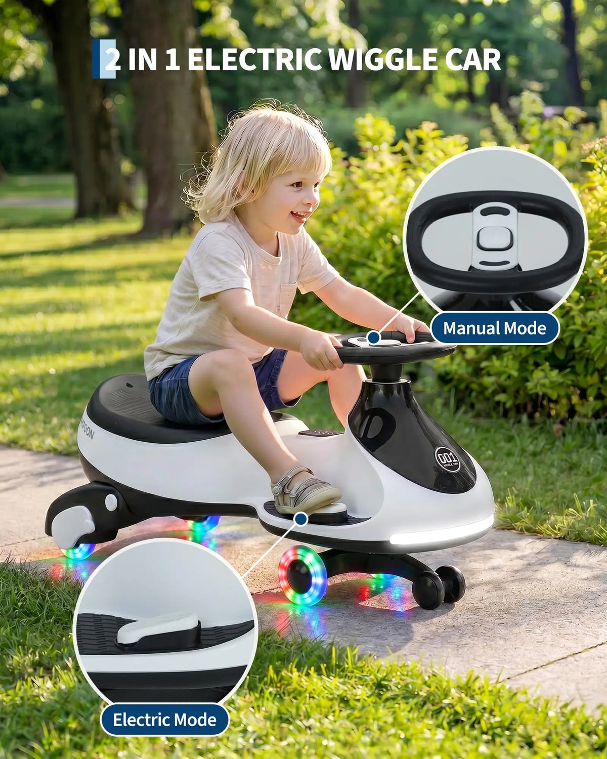 Kids 12V Electric Wiggle Car 2-in-1 Ride-On Toy