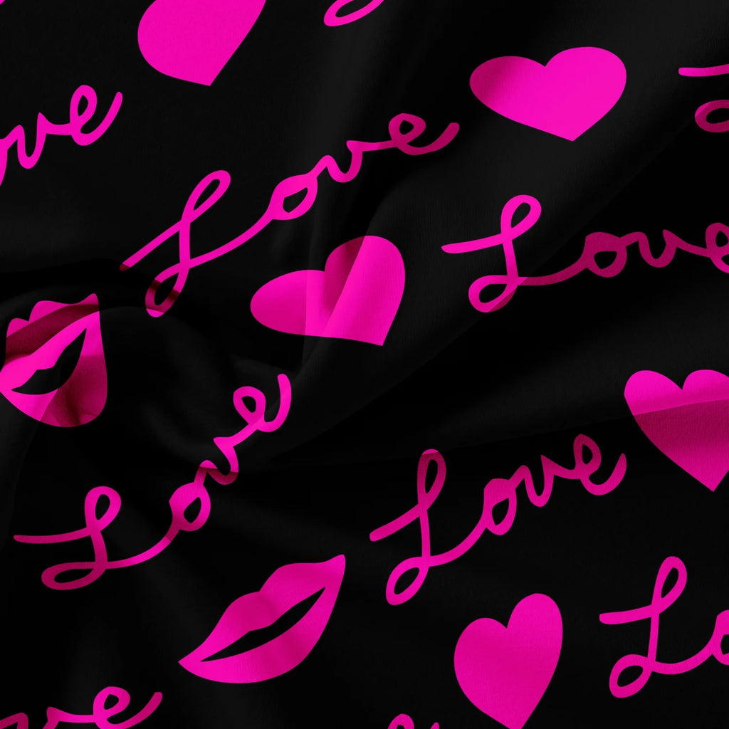 Pink Love Lips Print Duvet Cover Set