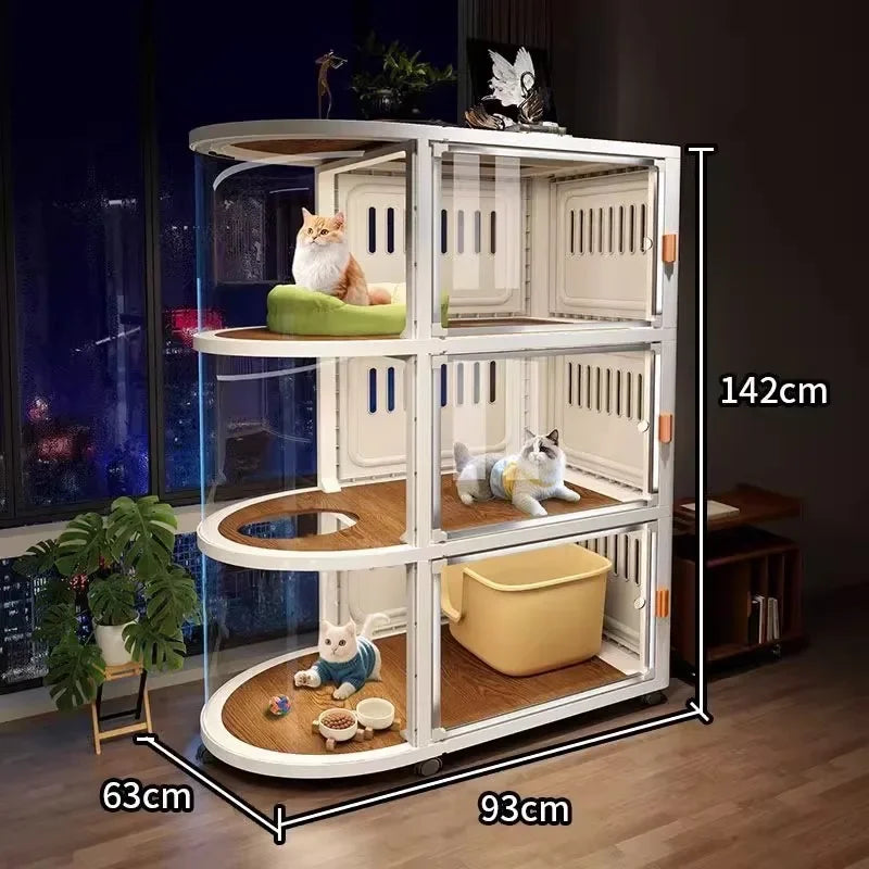 Panoramic Multi-Level Cat Cabinet House Enclosure for Cats