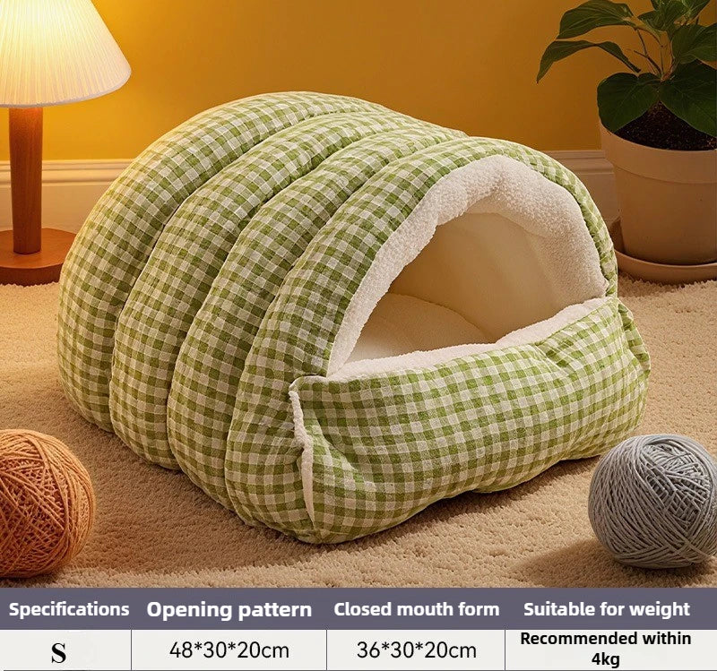 Warm Closed Cave Bed House for Cats Dogs