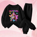 Girls' Cartoon Printed Sweatshirt and Sweatpants 2-Piece Set
