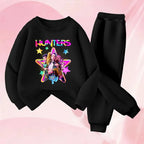 Girls' Cartoon Printed Sweatshirt and Sweatpants 2-Piece Set