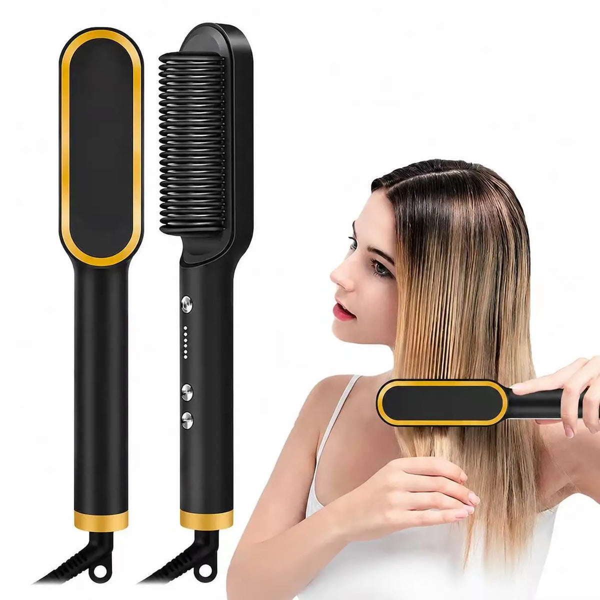 Dual-Purpose Heated Straightening and Curling Comb