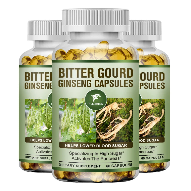 Bitter Gourd & Ginseng Blood Sugar Metabolic Support Dietary Supplement Capsules