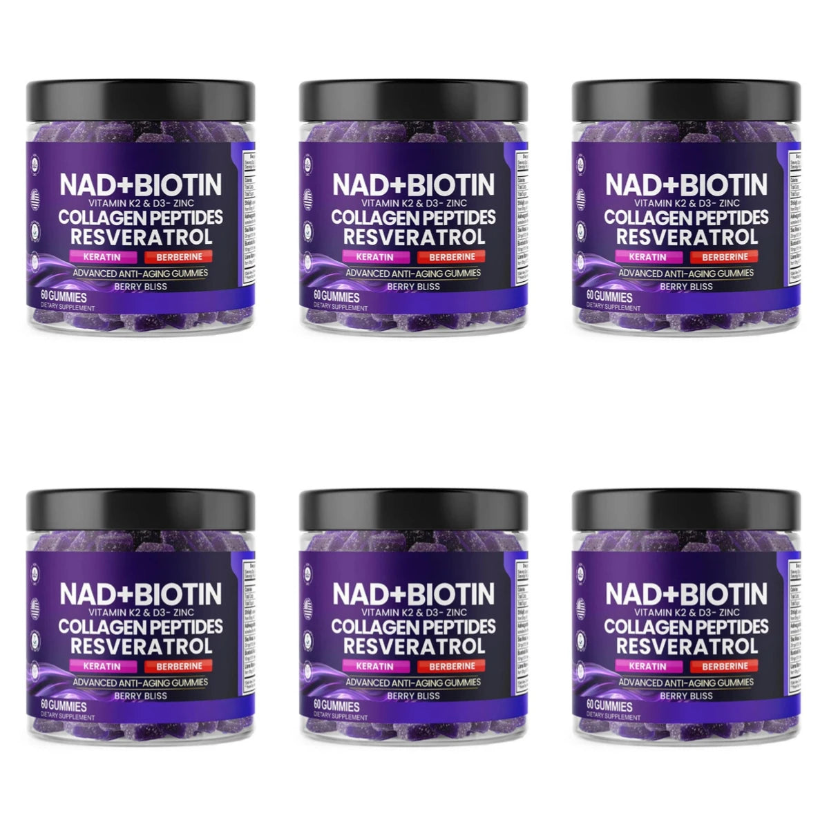 NAD+ and Biotin Hair Skin Nails Support Dietary Supplement Gummies