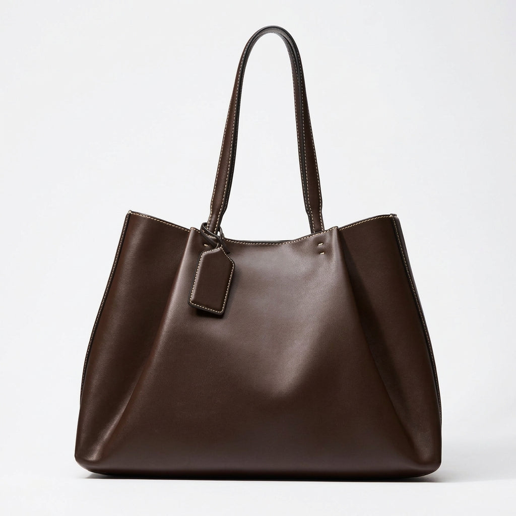 Women's Solid Color PU Leather Handbag Shoulder Tote Bag