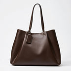 Women's Solid Color PU Leather Handbag Shoulder Tote Bag
