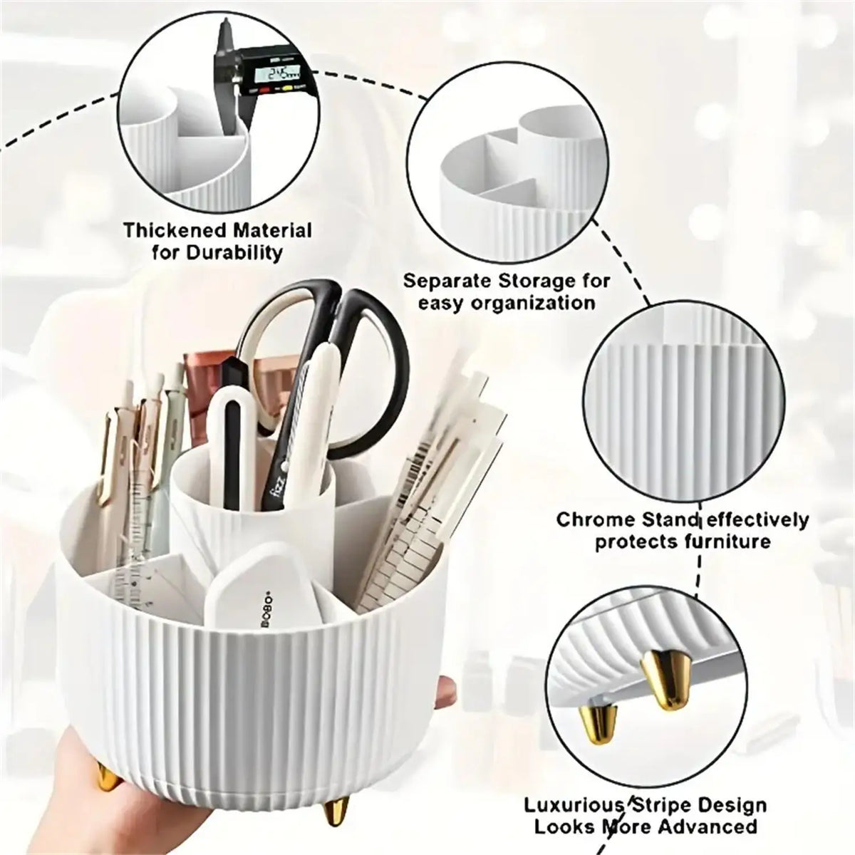 360° Rotating Makeup Organizer 5 Compartments Plastic Cosmetic Storage