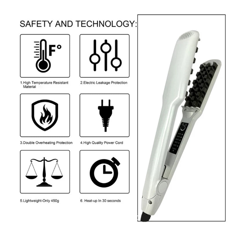 3D Grid Hair Crimper Ceramic Volumizing Waver
