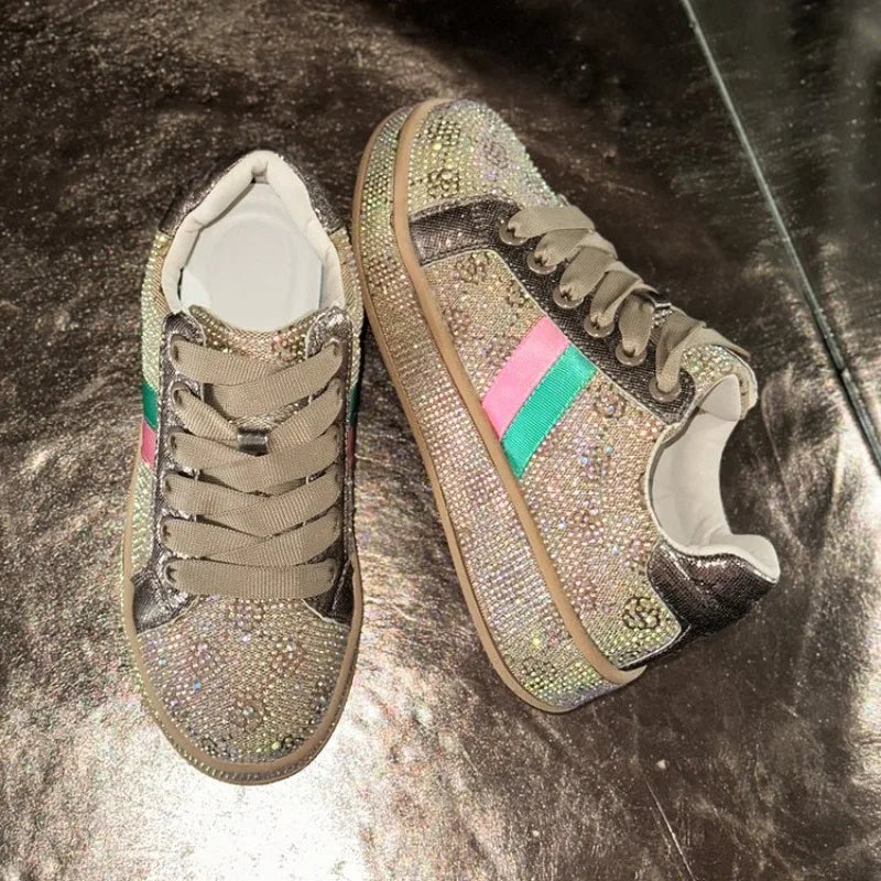 Women's Sparkle Rhinestone Platform Fashion Casual Sneakers
