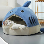 Cartoon Shark Semi Enclosed Cat Bed