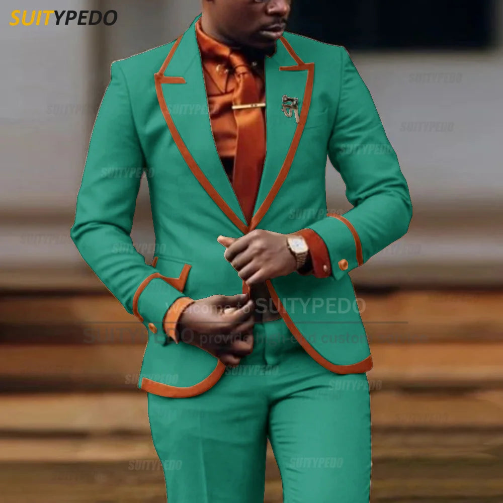 Men's Elegant Slim Fit 2-Piece Suit Set